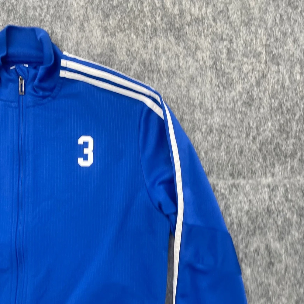 Adidas Track Jacket Mens Medium Climalite Blue Soccer Full Zip Stripe